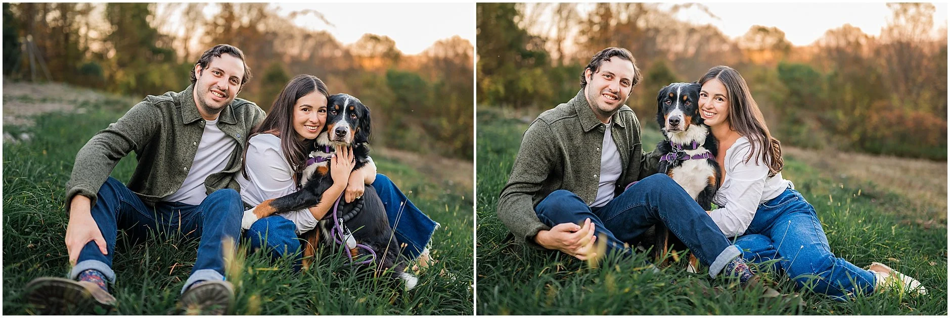 Couple with their dog during Cooperstown NY engagement session