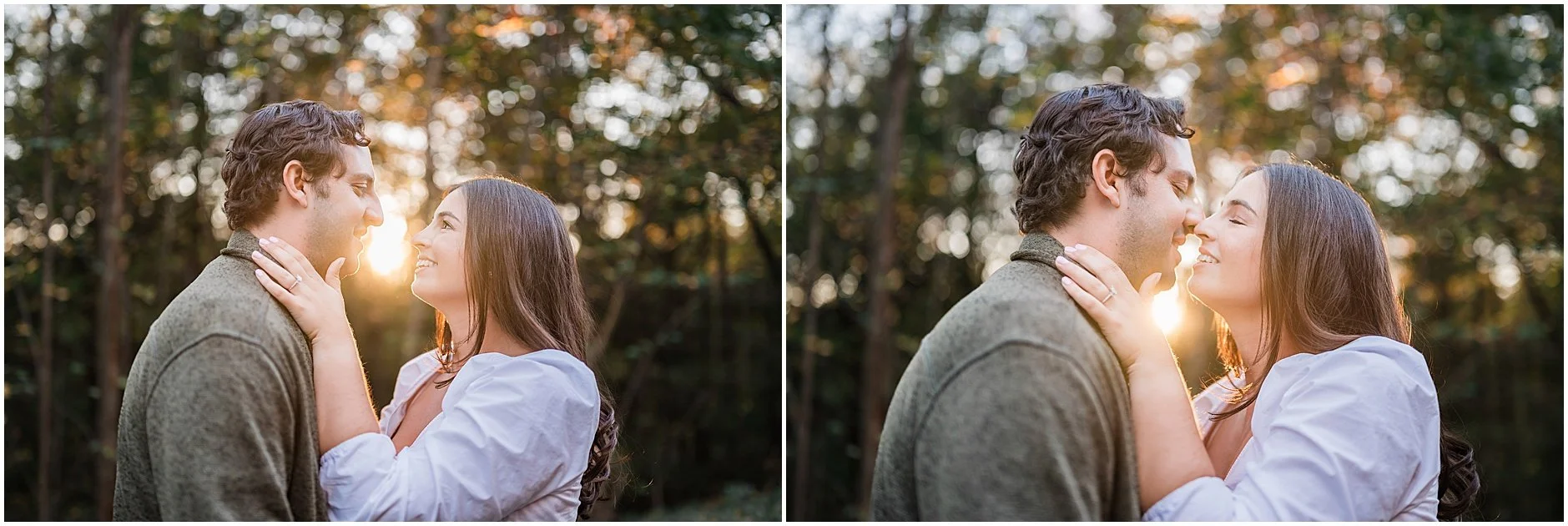 Romantic editorial-style engagement portrait in Upstate New York
