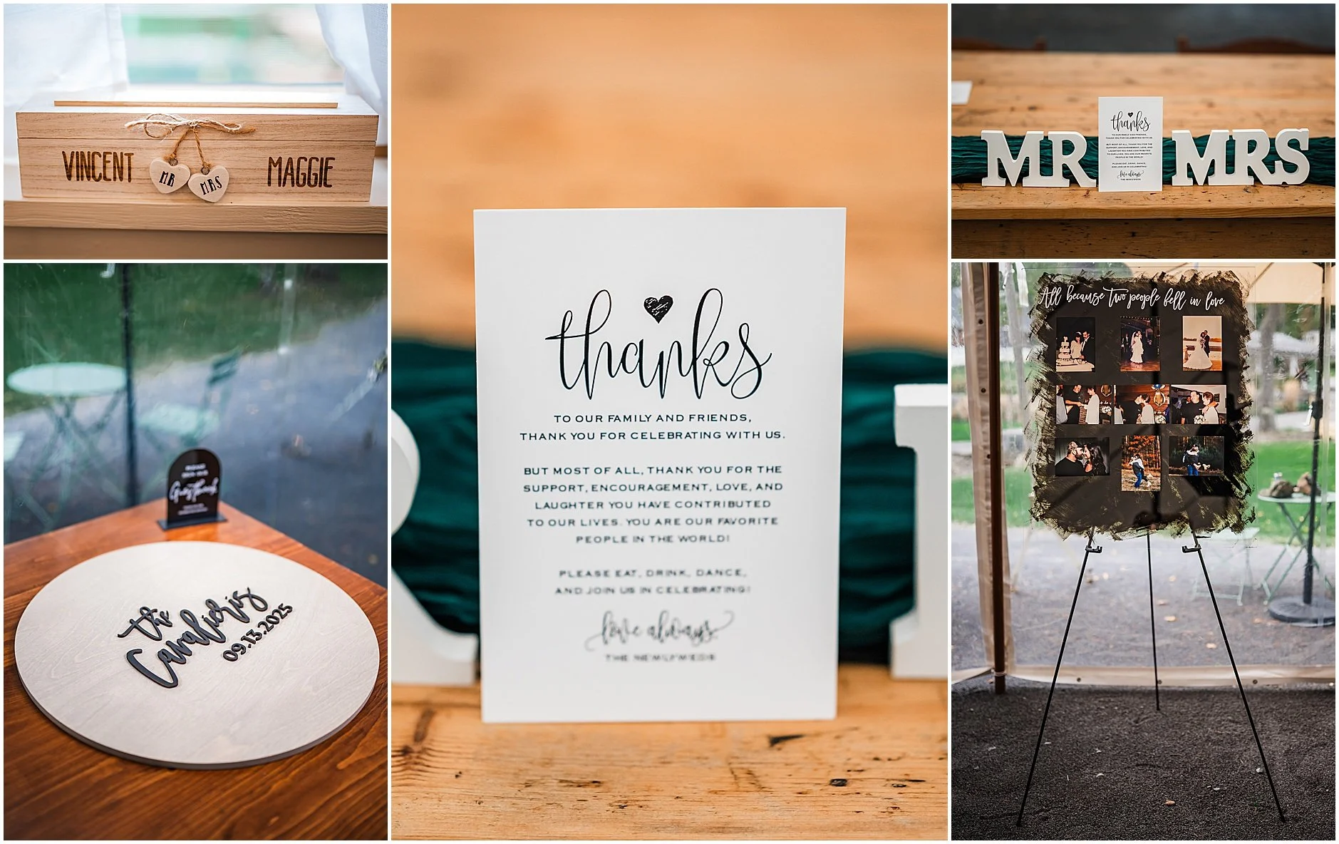 Reception details of fall wedding at The Rosemary in Cooperstown New York