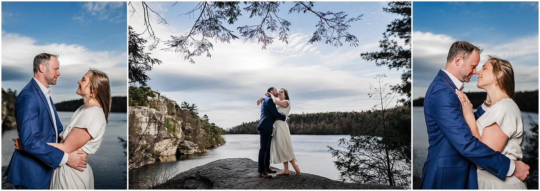 Golden hour engagement session in the Catskill Mountains at scenic overlook