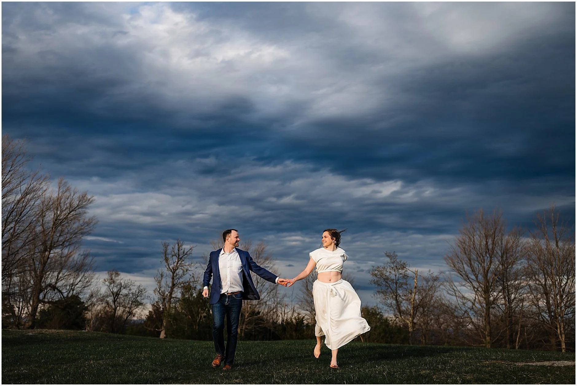 Romantic evening engagement portraits in Upstate New York mountains