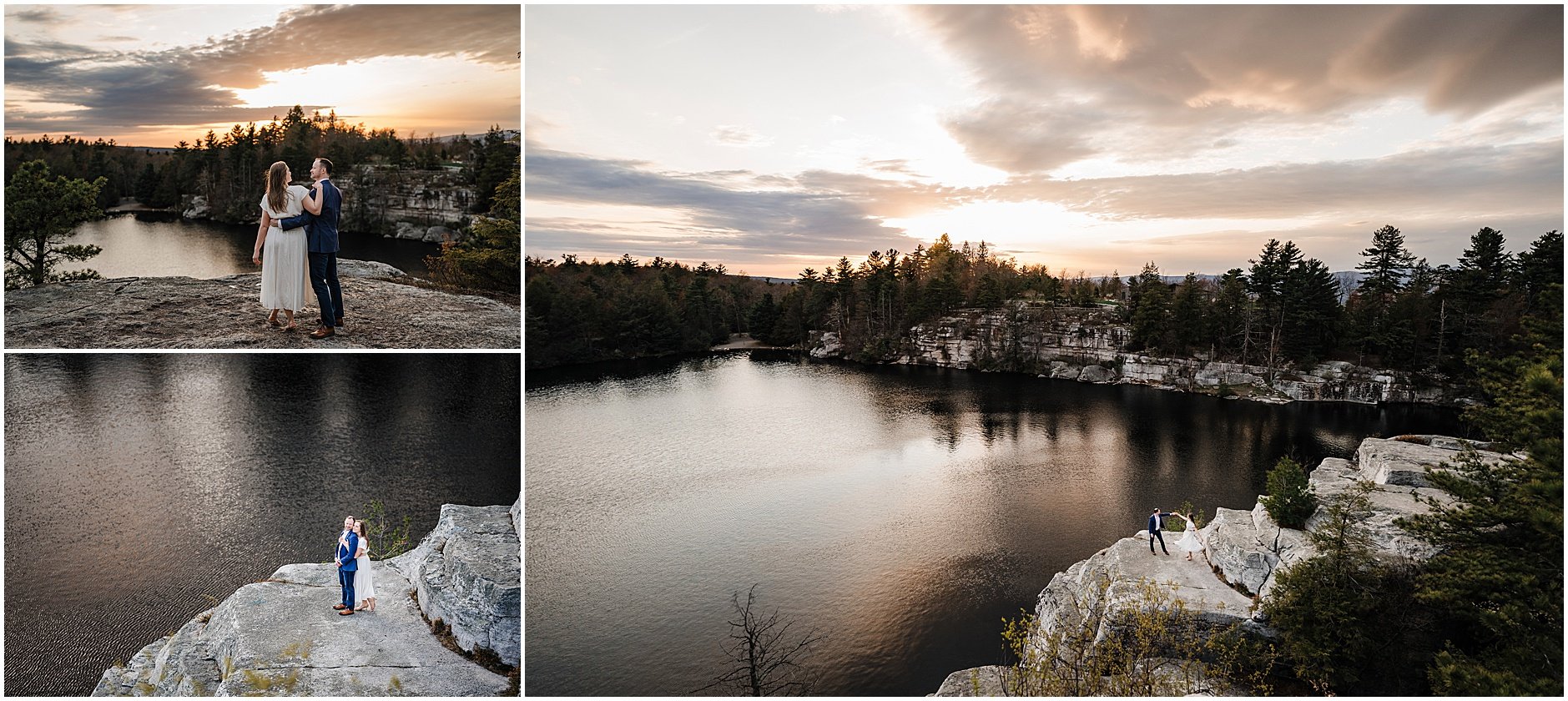 Romantic evening engagement portraits in Upstate New York mountains