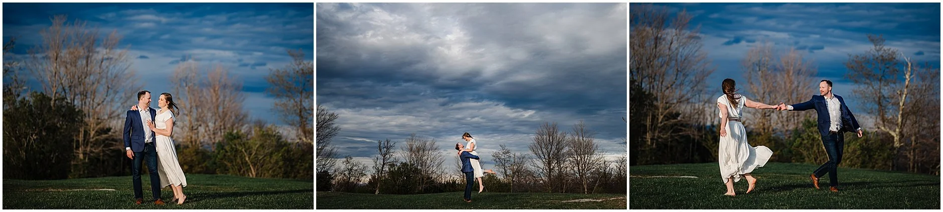 Romantic and candid evening engagement portraits in Upstate New York mountains