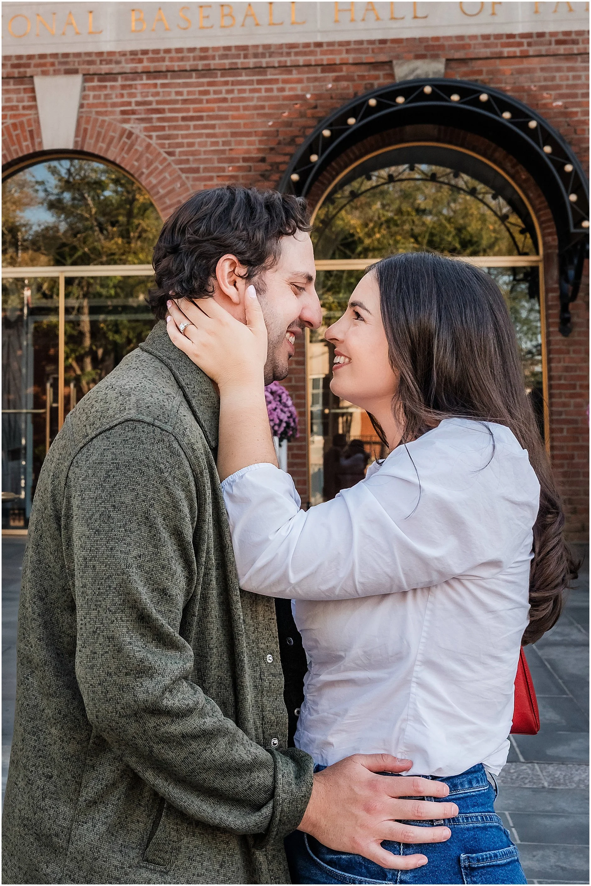 Classic portrait with National Baseball Hall of Fame architecture in background