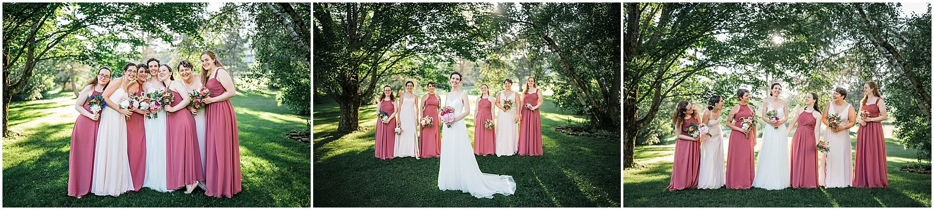 Candid images of the bride and her bridesmaids before the ceremony at The Inn at West Settlement