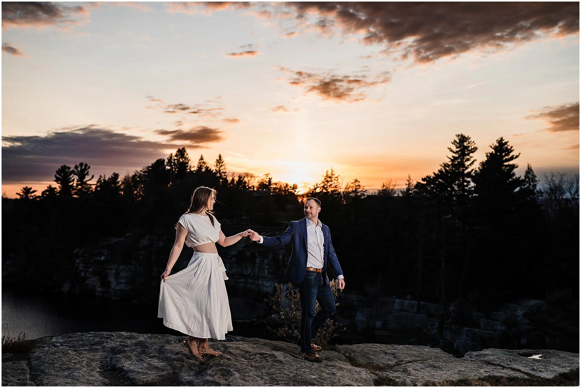 Romantic sunset engagement photos in the Catskill Mountains New York