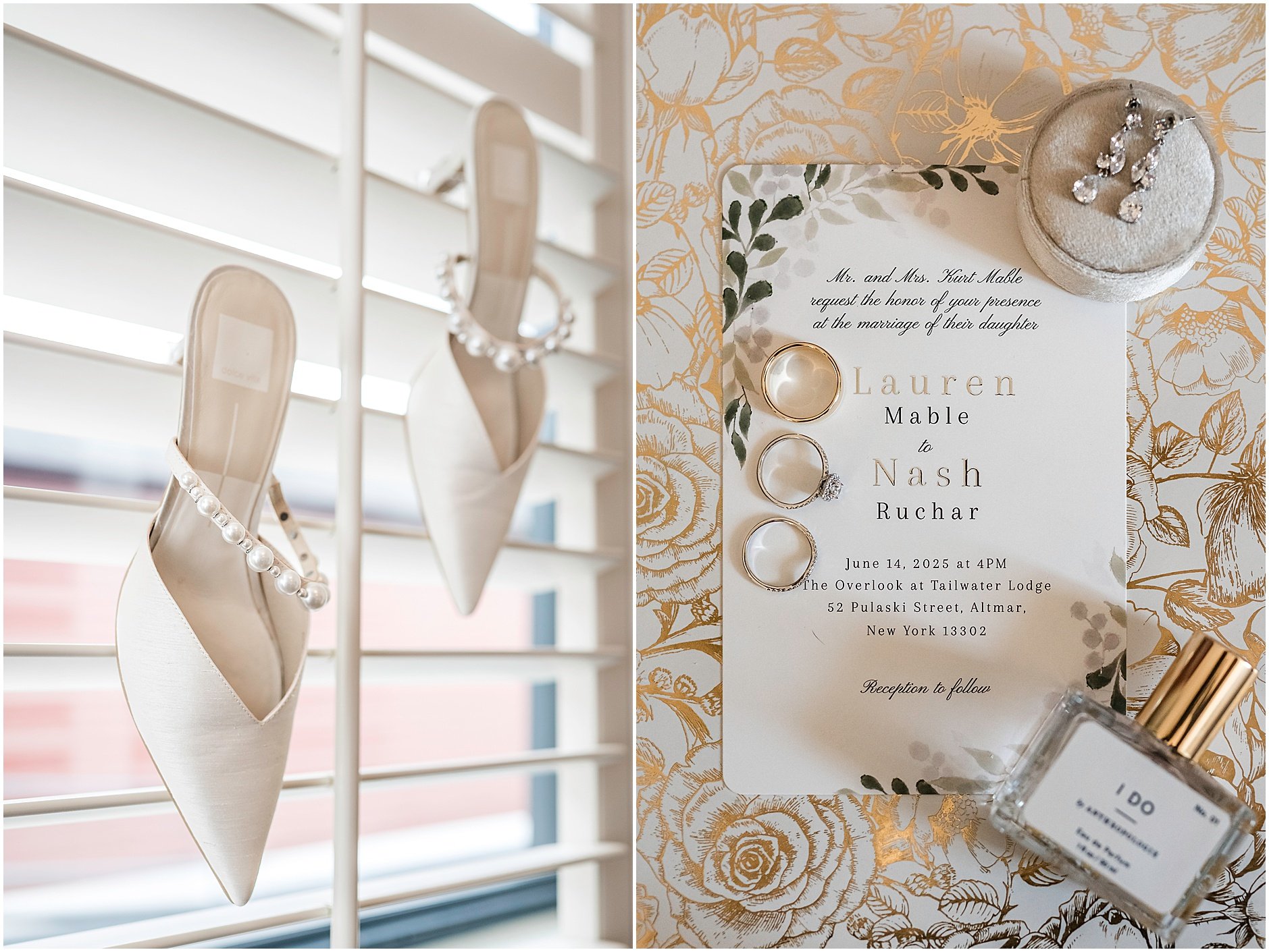 Invitation suite detail image at an Upstate, NY wedding in June.