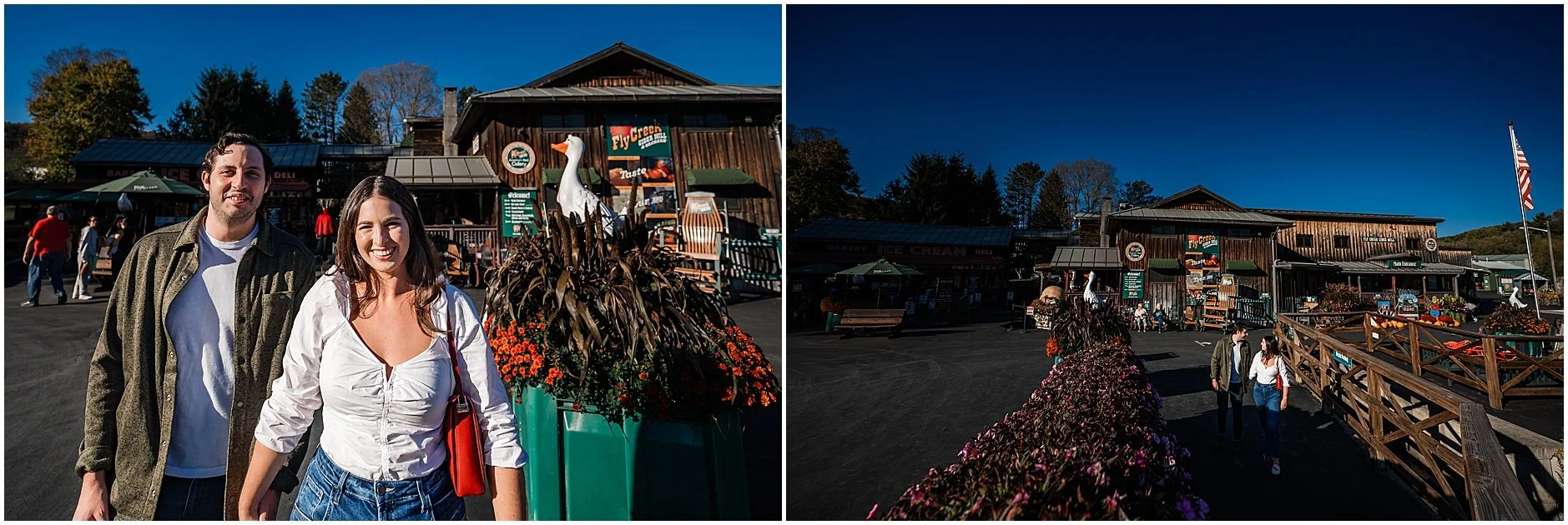Romantic portrait outside the Fly Creek Cider Mill in Cooperstown New York