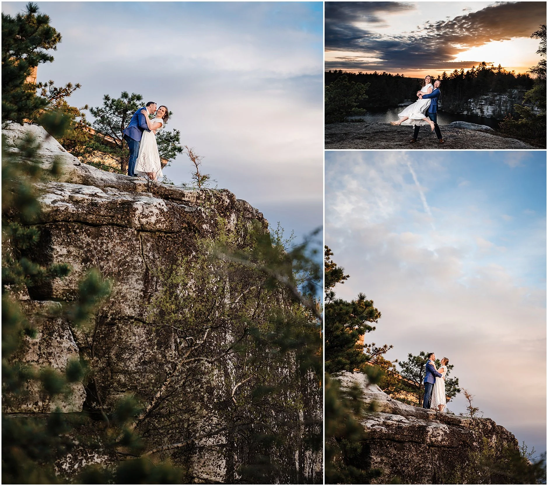 Soft golden light engagement photography at Minnewaska State Park