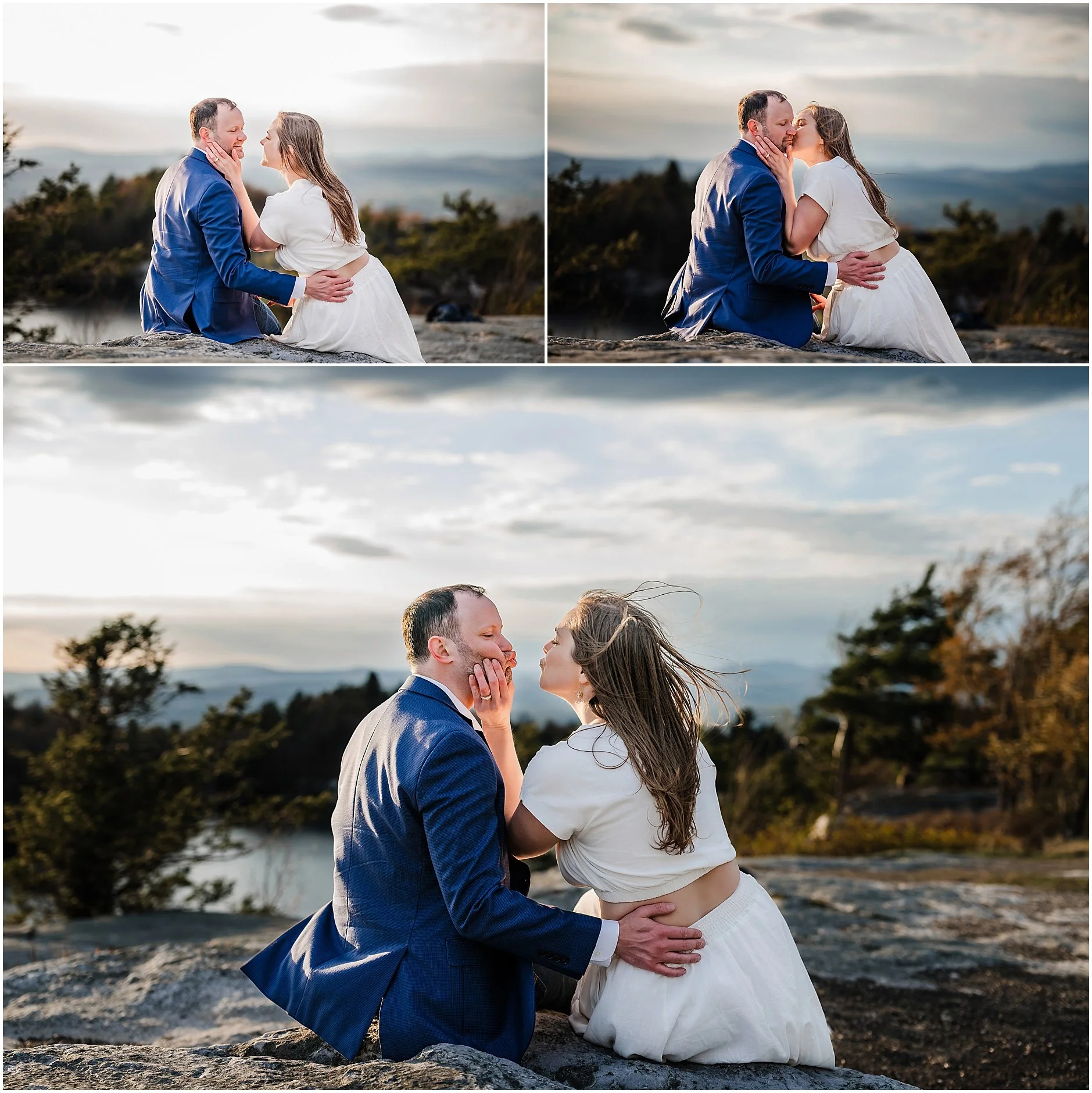 Maria and Nathan sharing moments together during Catskills engagement session