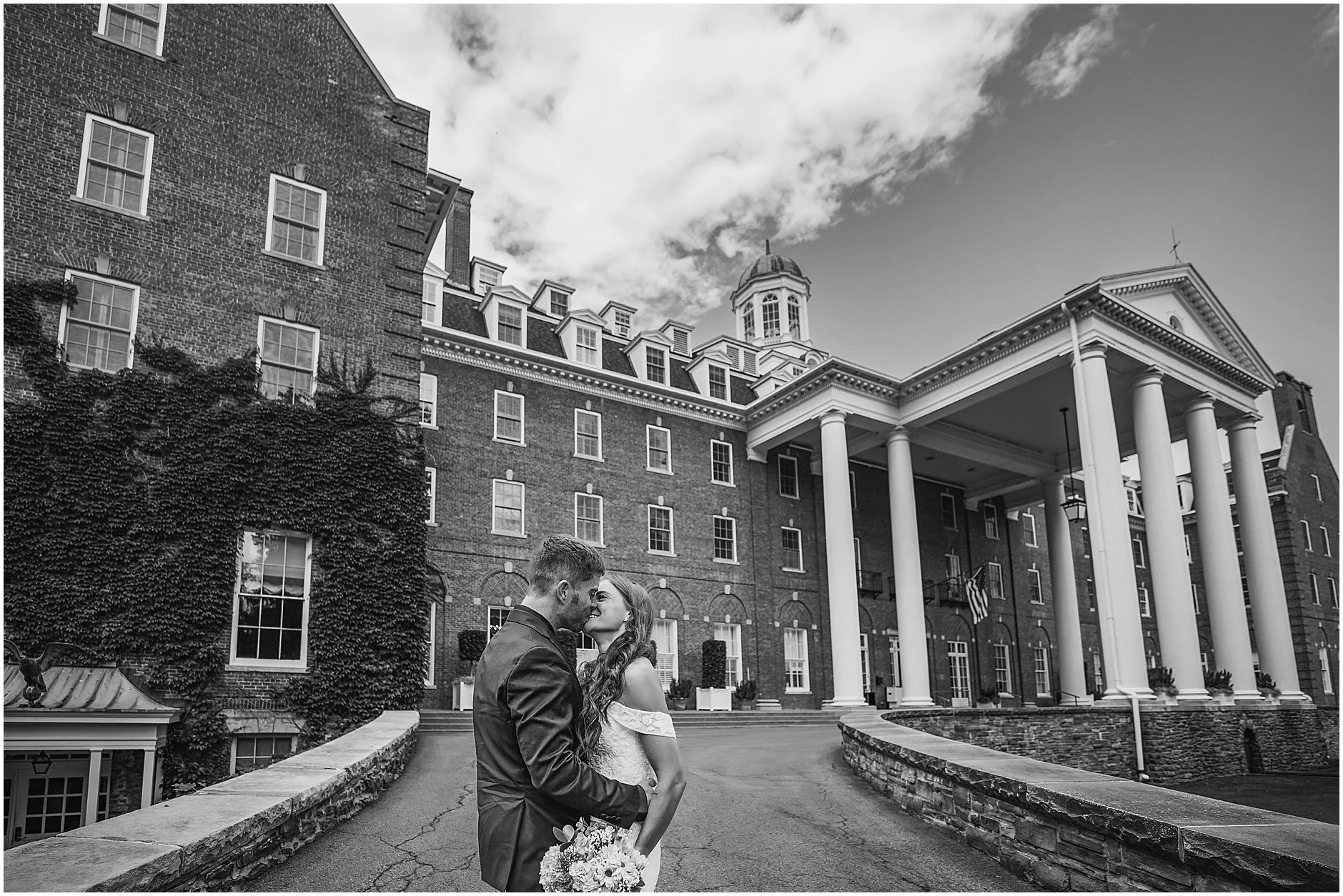 Romantic portrait of a couple during an intimate elopement in Cooperstown New York.