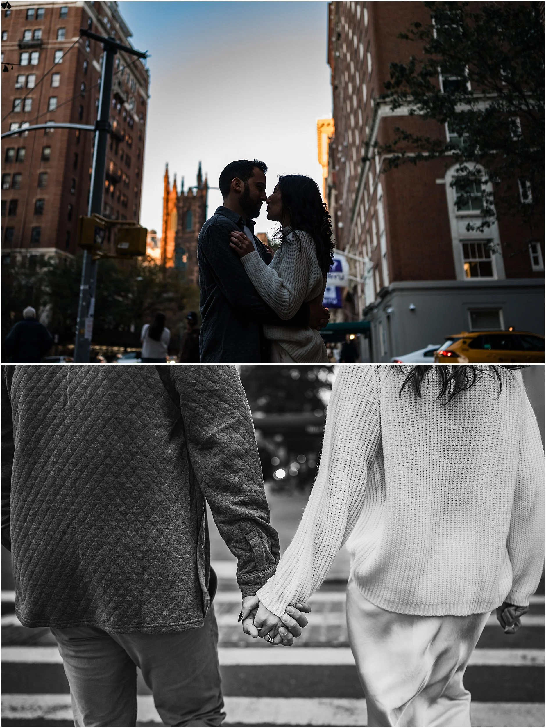 Intimate and candid engagement photos of couple in Soho NYC