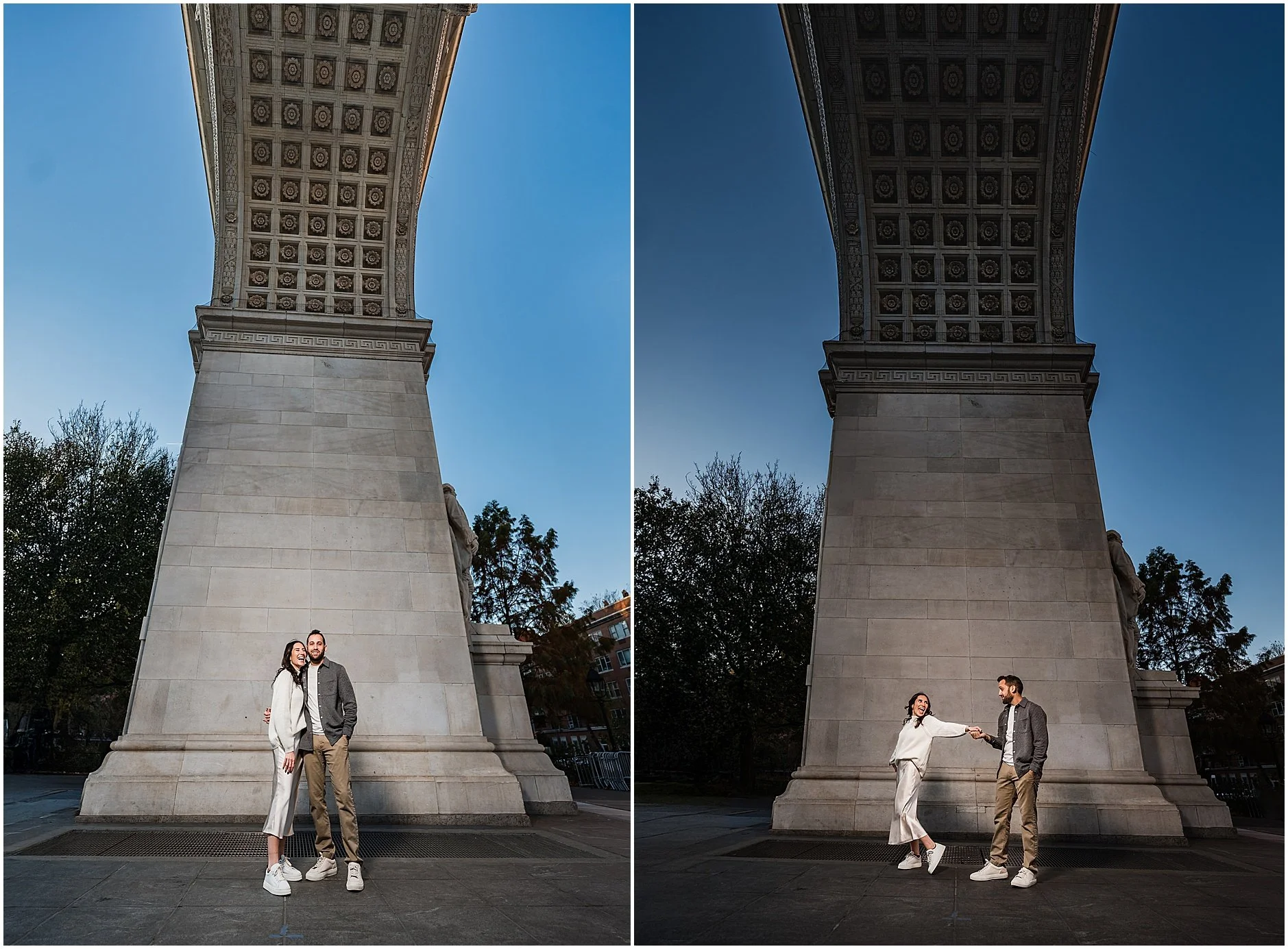 Romantic NYC engagement session with fun-loving couple