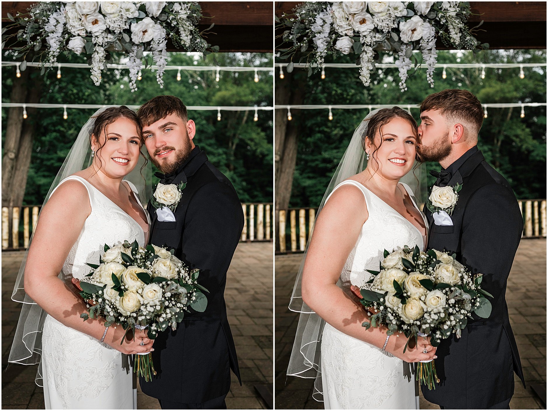 Close-up portraits of the bride and groom during their wedding in the Catskills.