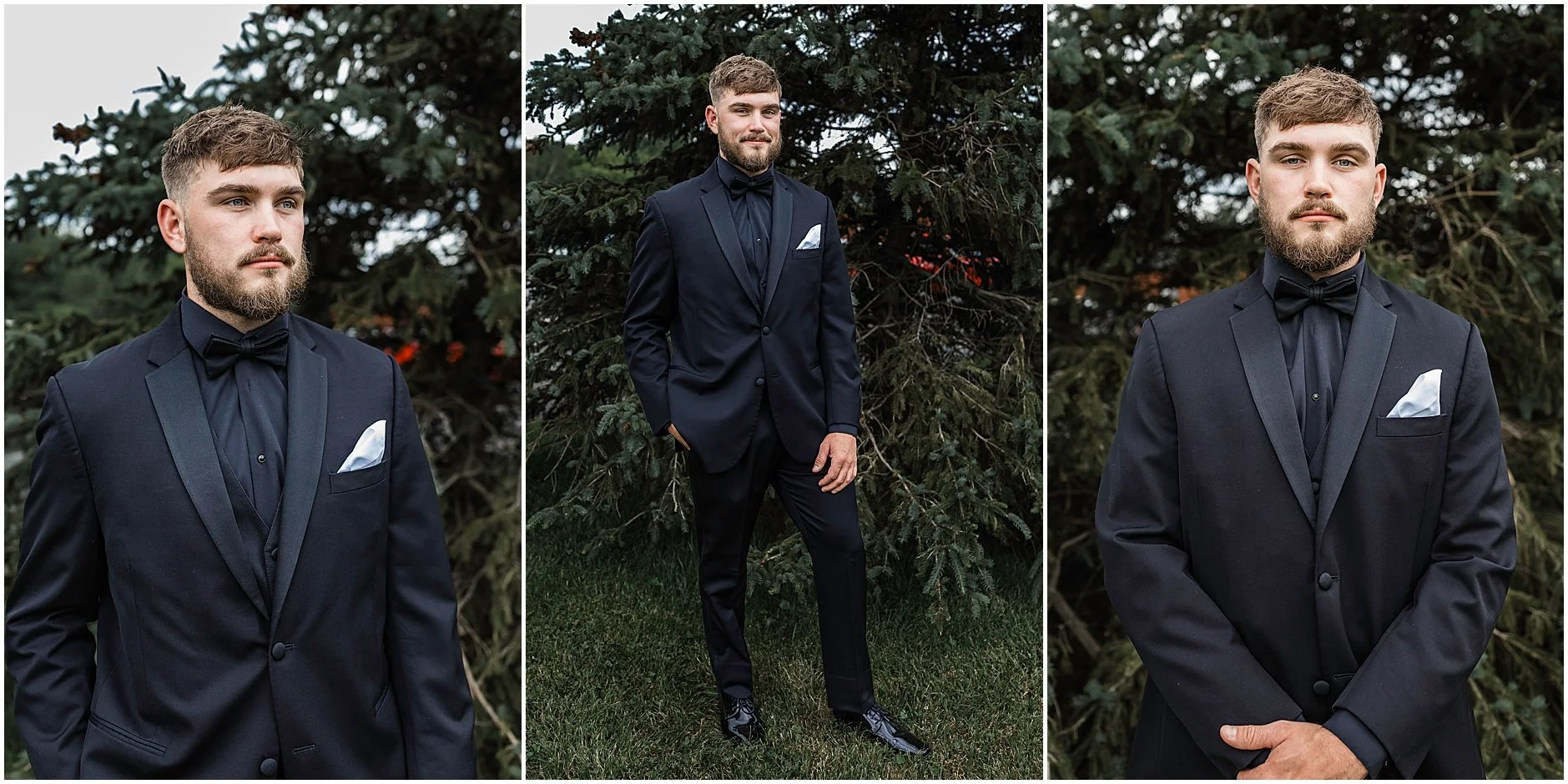 Portraits of the groom before he walks down the aisle at his spring wedding in New York.