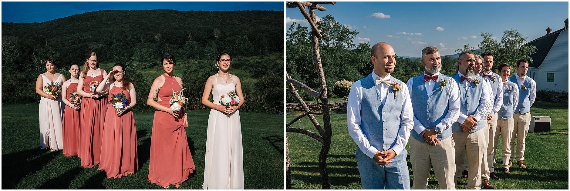 Wedding party awaiting the bride to walk down the aisle at The Inn at West Settlement