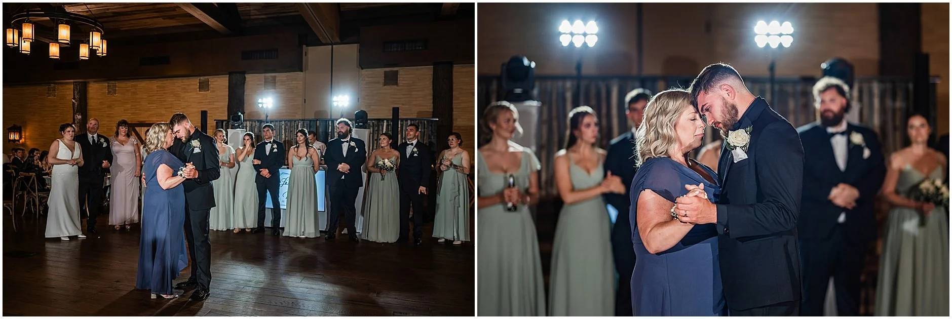 New York groom sharing an emotional moment with his mom on the dance floor during the wedding reception.