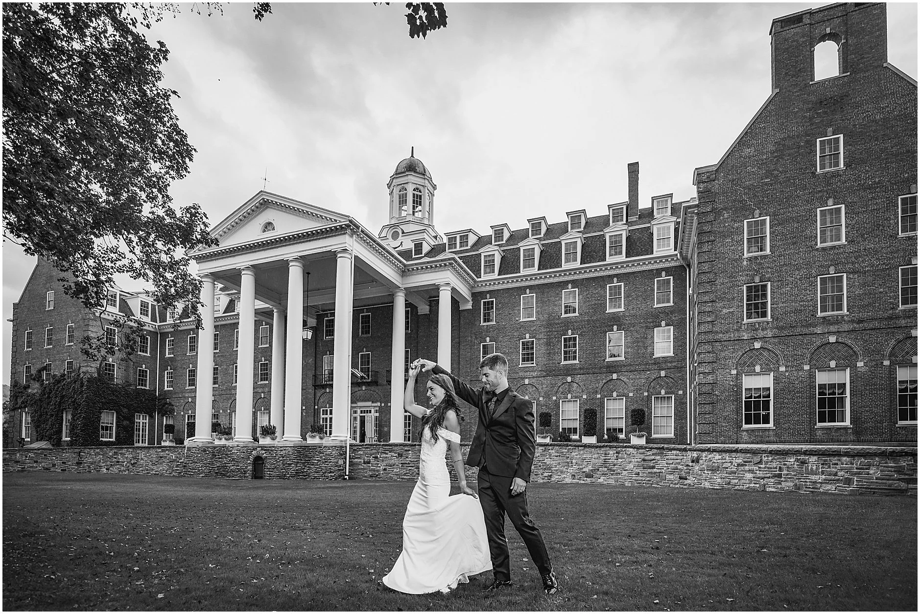 Bride and groom sharing a candid moment during an Upstate New York elopement.