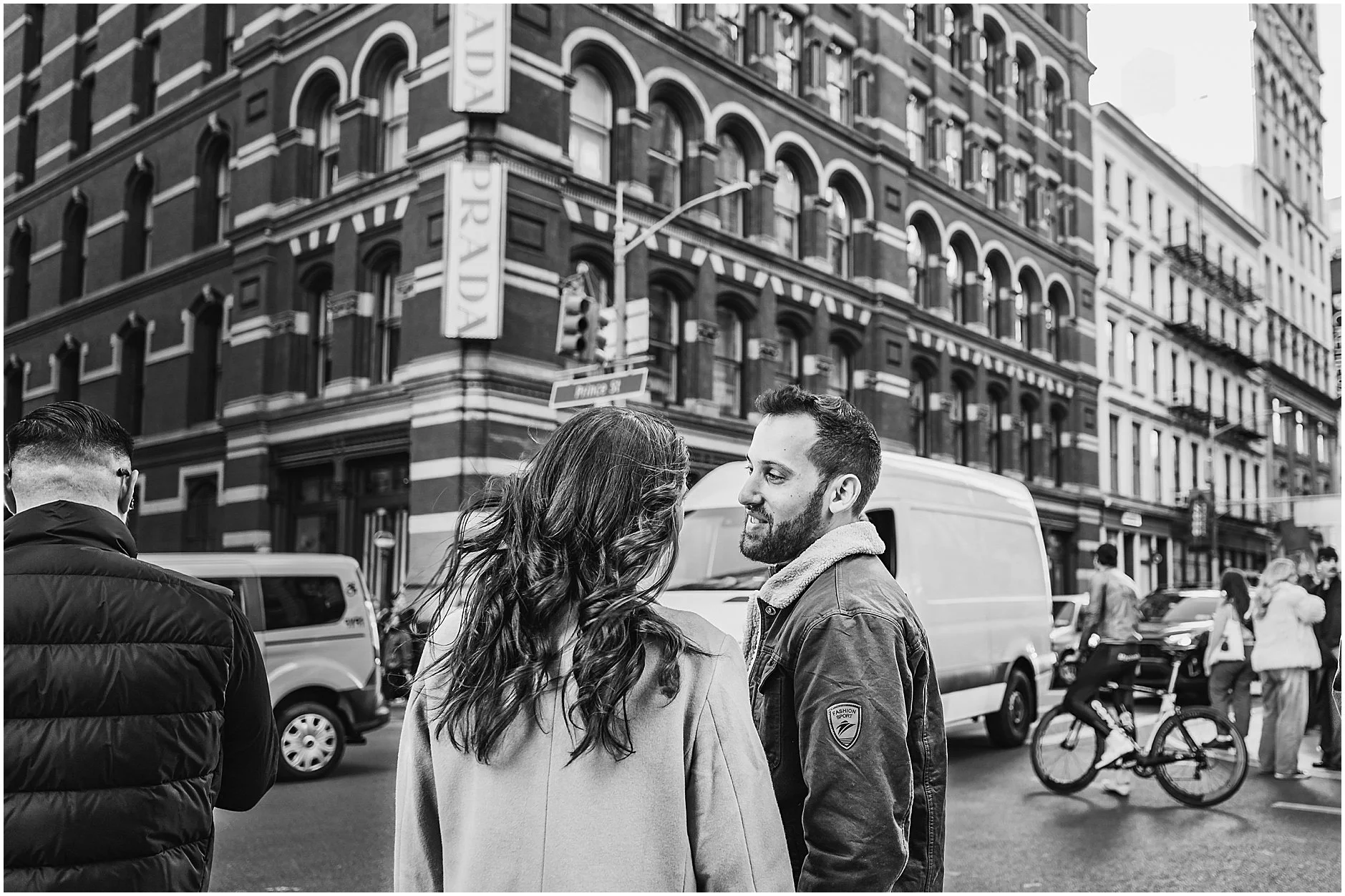 Editorial engagement photos in Soho Manhattan