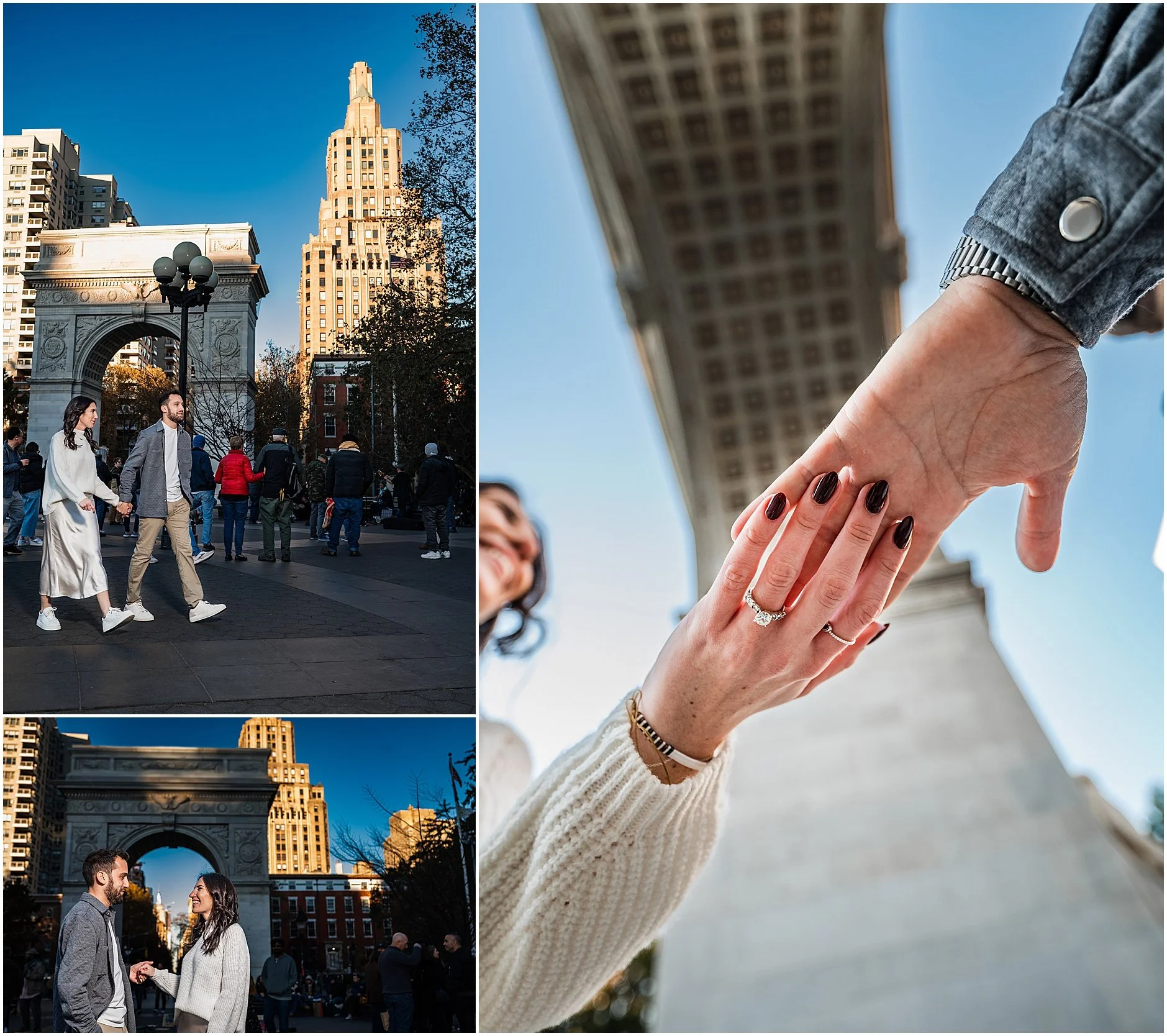 Intimate moments during New York City engagement photos