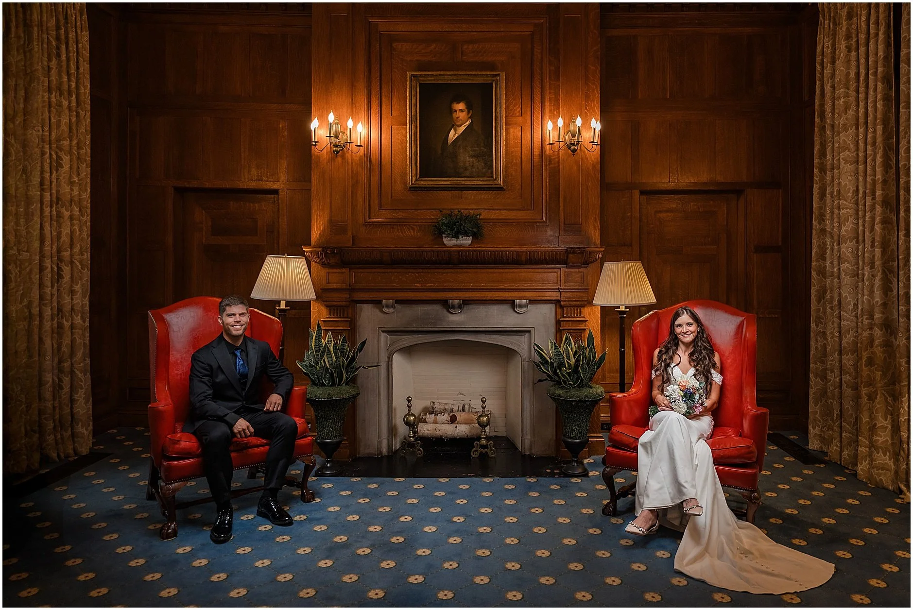 Romantic elopement portraits of a couple in Cooperstown, New York.