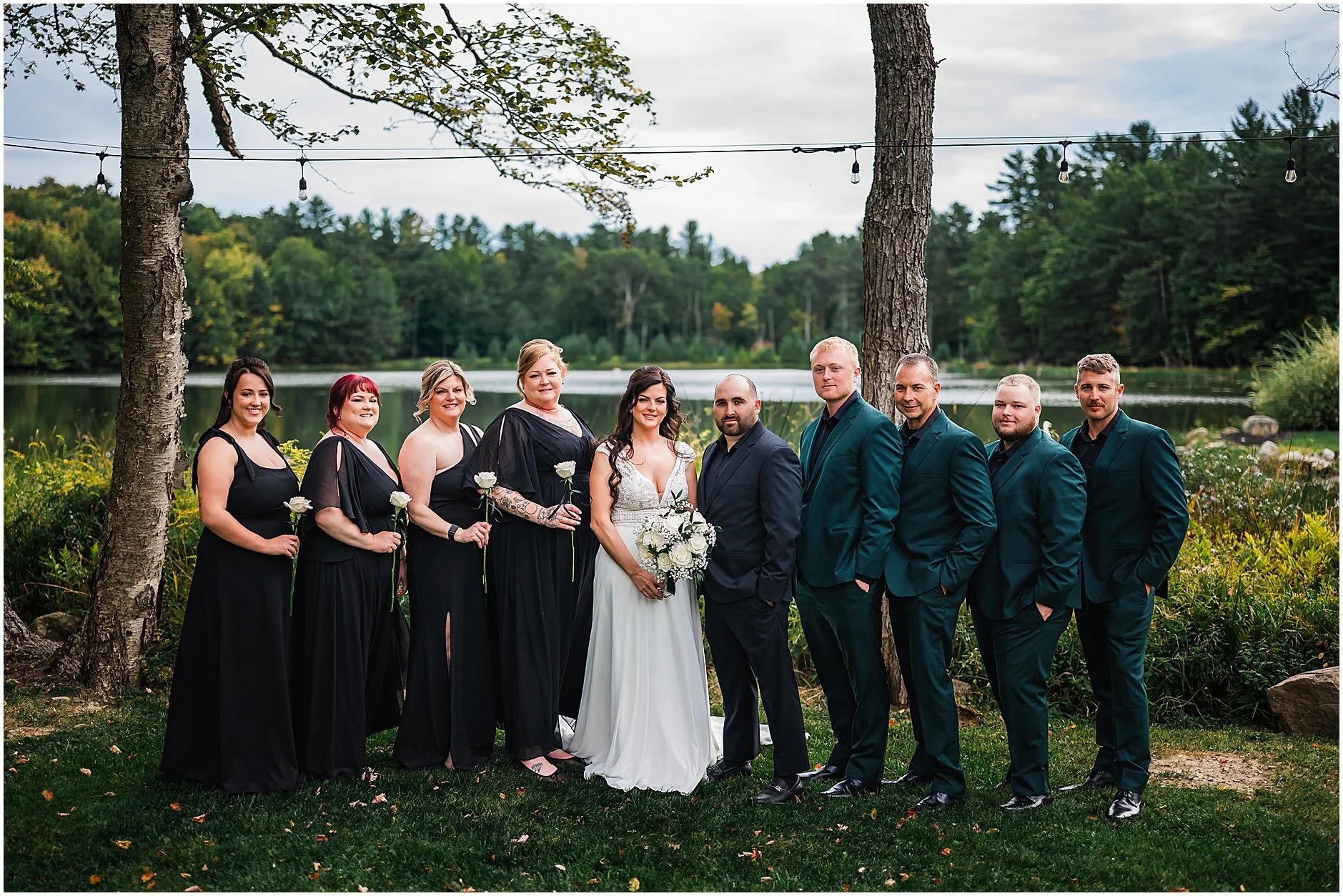 Lakeside wedding party portraits in Upstate New York