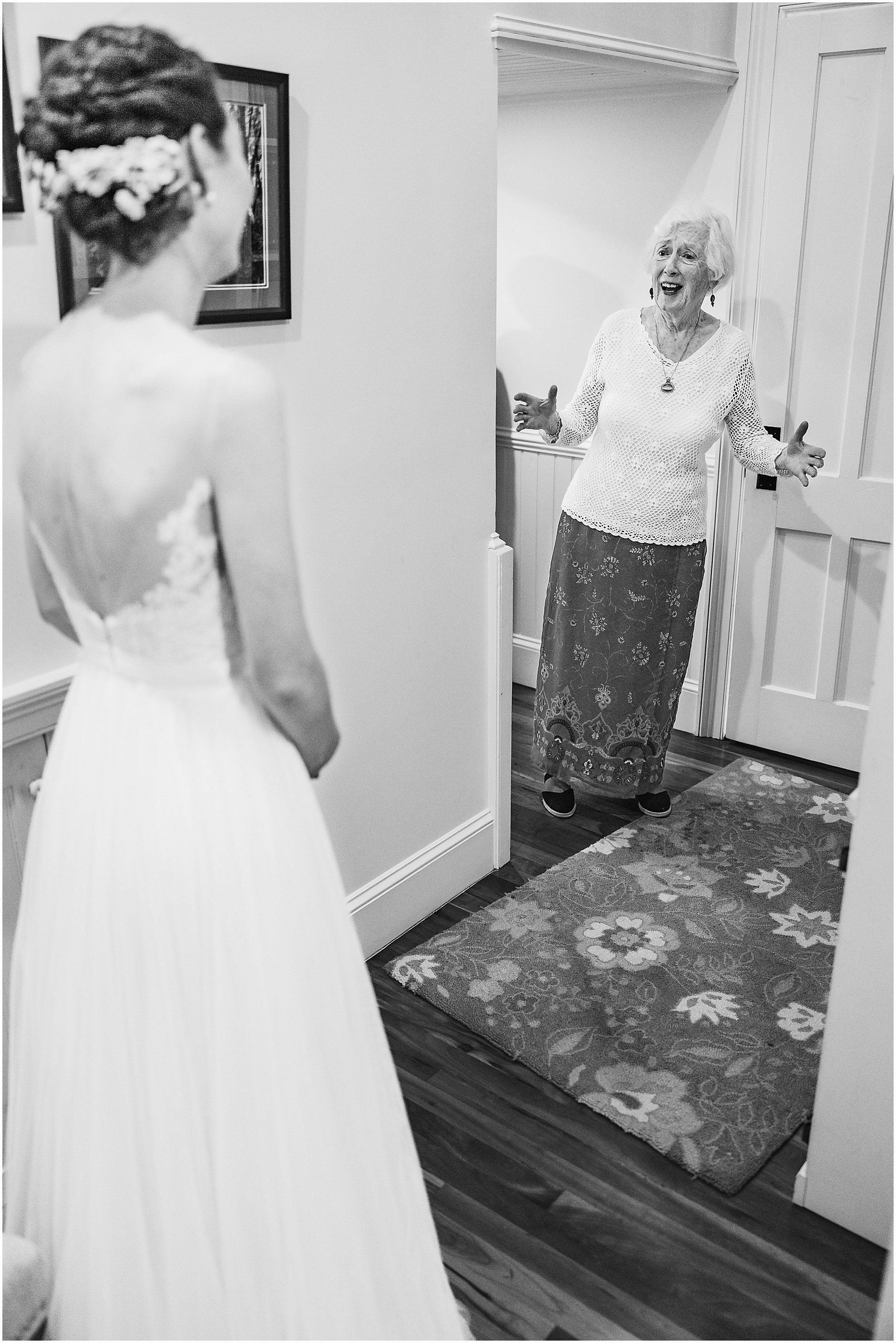 Emotional first look with the bride and her grandma at The Inn at West Settlement in the Catskills, New York