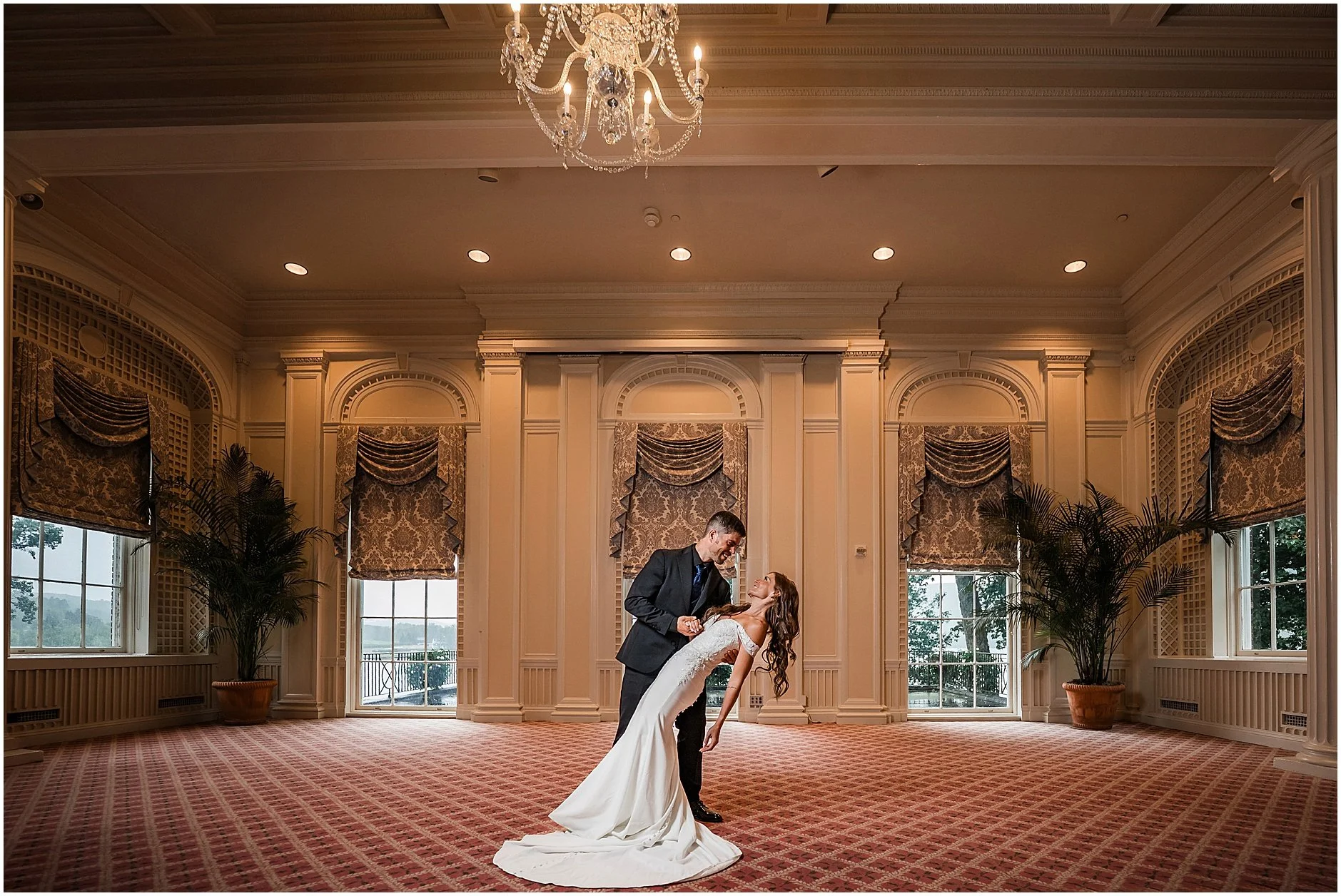 Bride and groom enjoying time together during an intimate Cooperstown elopement.