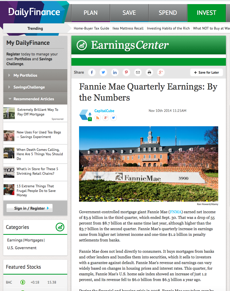 Fannie Mae Headquartes in Washington DC / Daily Finance