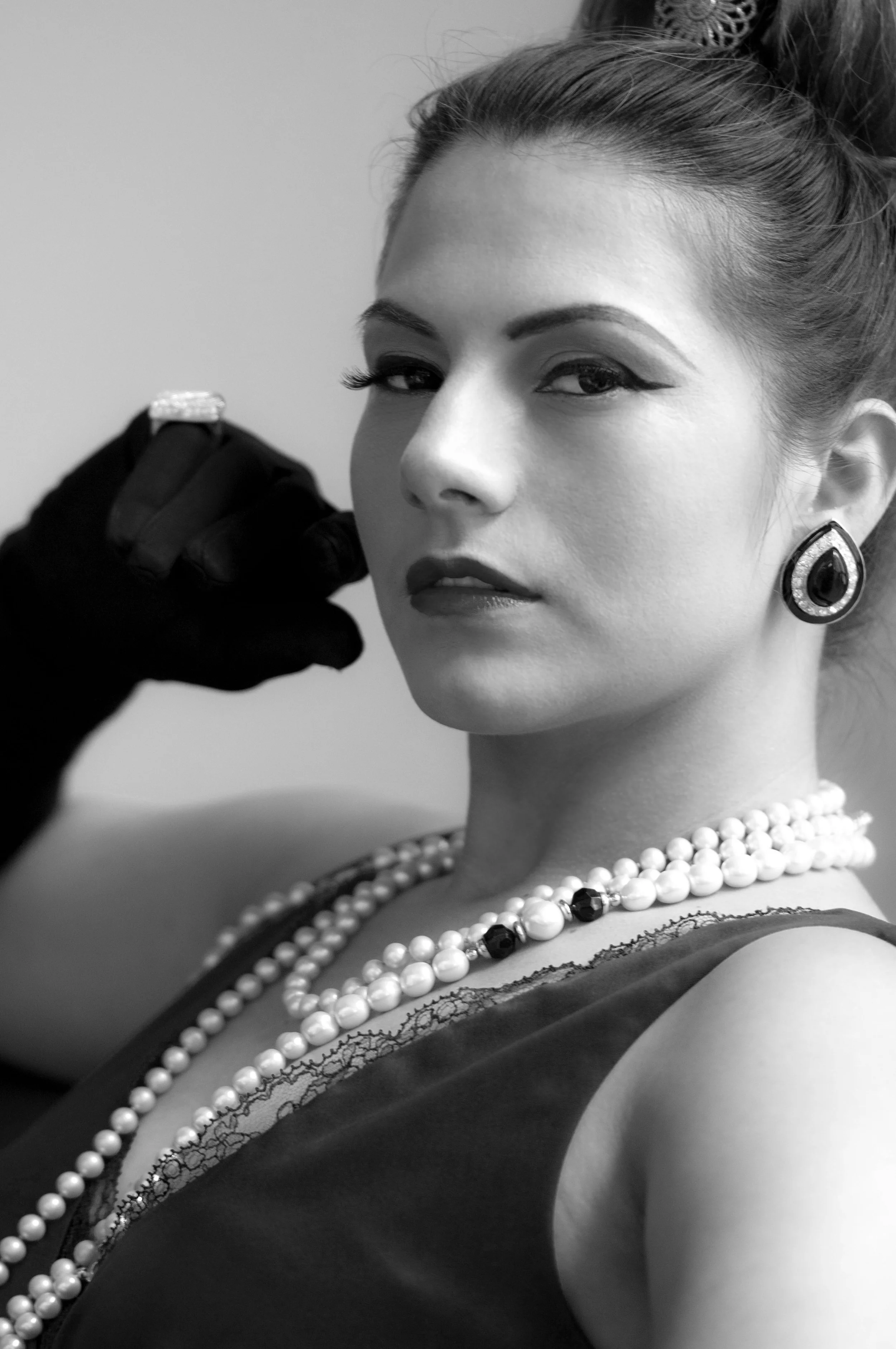 Head shot of a Woman (Esmarelda Flores) in evening attire.