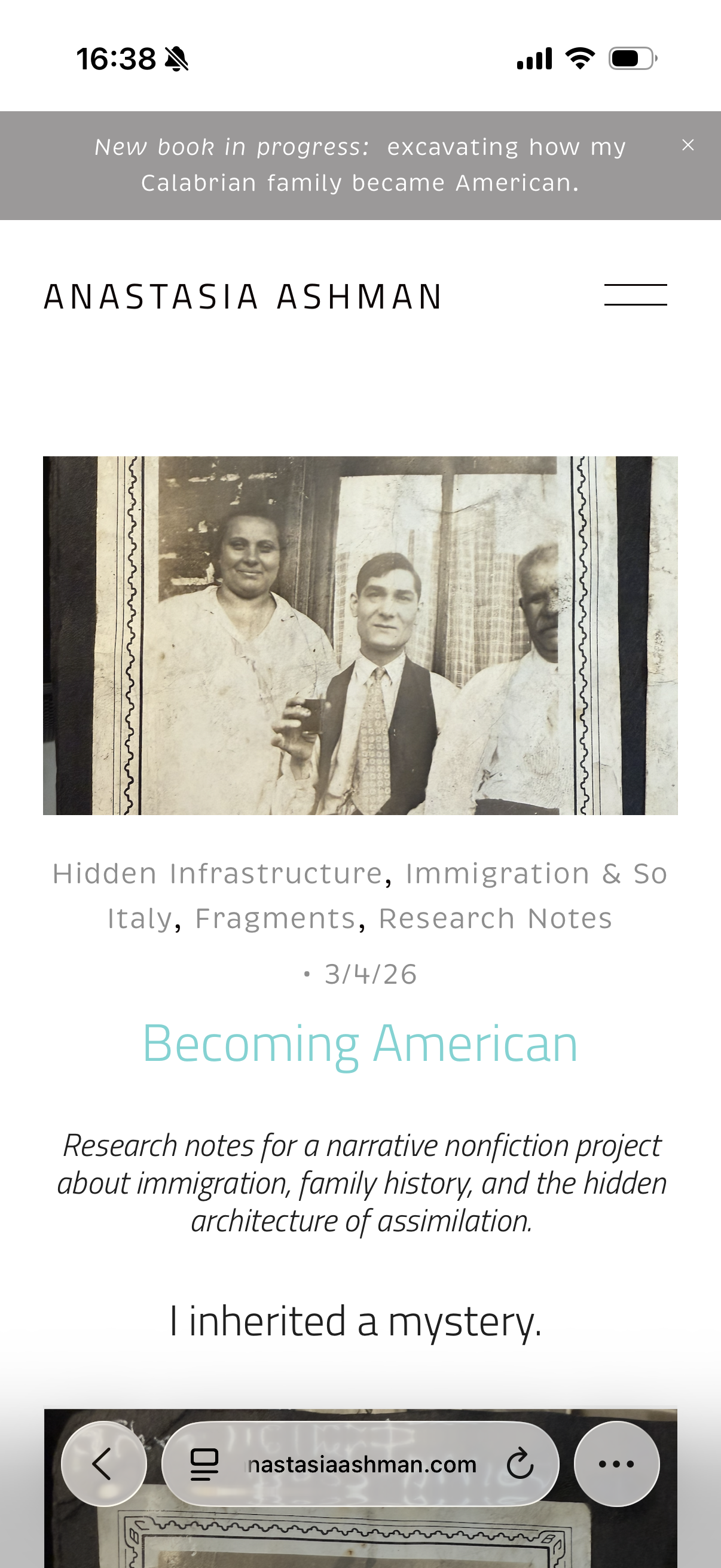 It begins: Family of Mine research blog
