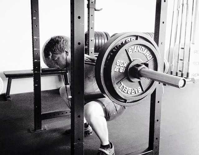 Squatting 295 for 5 sets of 3 at SF Iron. Photo credit: Martin's instagram .