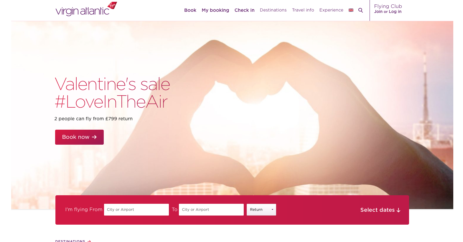Virgin Atlantic Valentine's sale #LoveInTheAir
