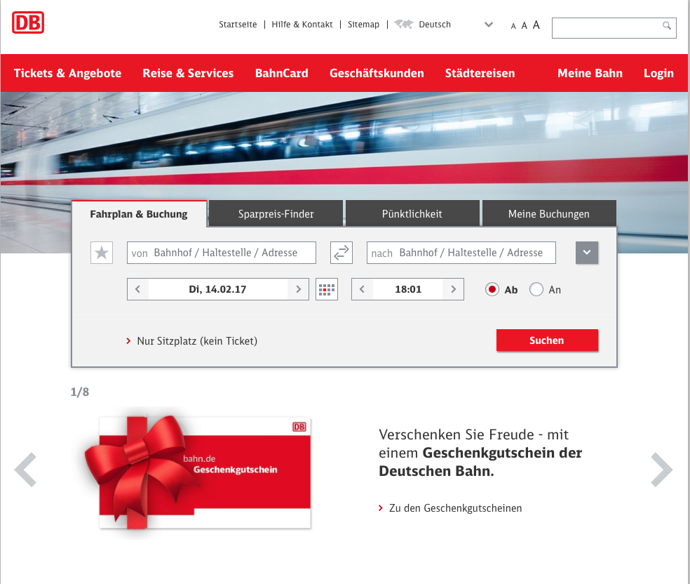 Deutsche Bahn - give away joy with a gift voucher from Deutsche Bahn