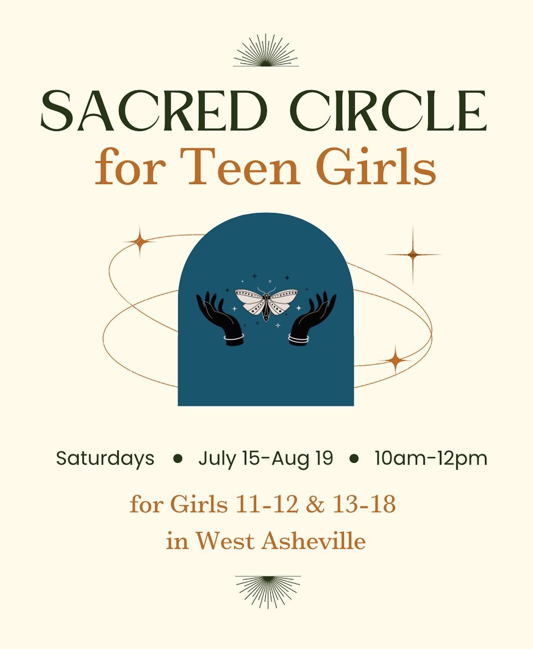 Asheville! This Saturday begins Sacred Circle for Teen Girls: A Six Week Workshop for Emotional Resilience, Embodiment &amp; Belonging.

An experiential and educational circle for highly sensitive, female-identifying pre-teens (11-12) and teens (13-1