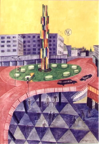 SERGELSTORG OCH PLATTAN akvarell 25x36cm 1995