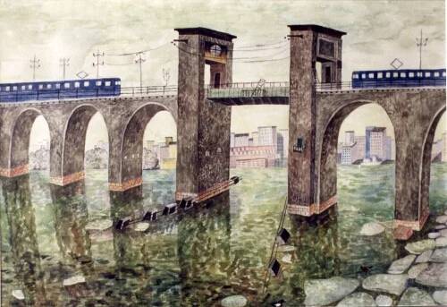 ÅRSTABRON akvarell 25x36cm 1995