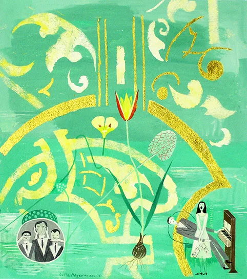 TALANG gouache och bladguld på papper 21x23cm 2005