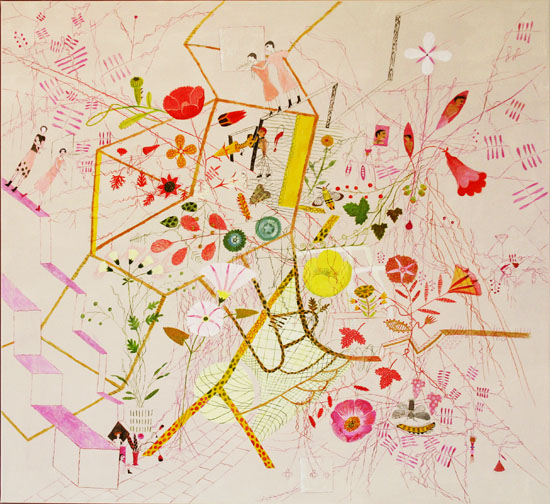 SPALJE akrylfärg och akryltusch på duk 85x78cm 2015