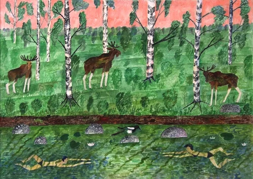 I NATUREN akvarell 29x42cm 1997