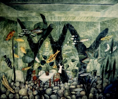 I AKVARIET akryl på duk130x140cm (kolla storleken!) 1994