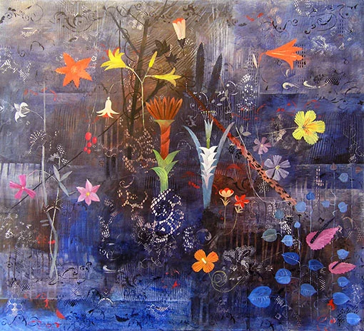  SUMPSKOGSSONAT olja och akryl på duk 106x96cm 2003 