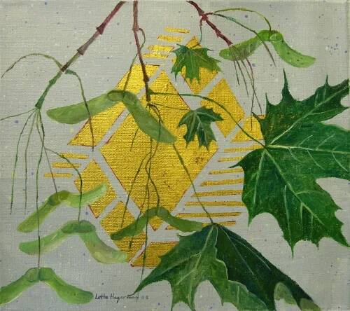 FRAMTIDSTRO olja, akryl och bladguld på duk 26x23cm 2002