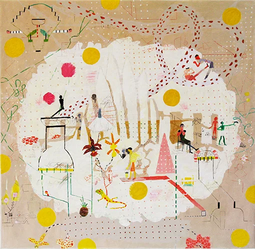 FÖRKÄDD VÄNTAN vinylfärg på duk 76x74cm 2008