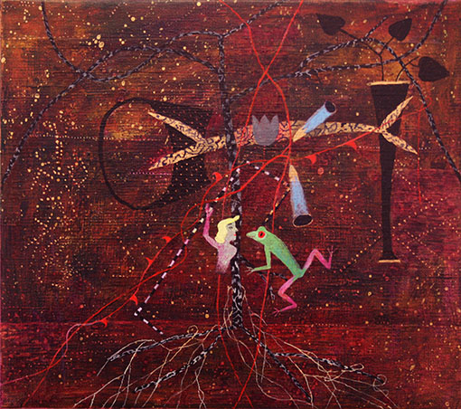 KYSSEN akryl på duk 26x23cm 2019