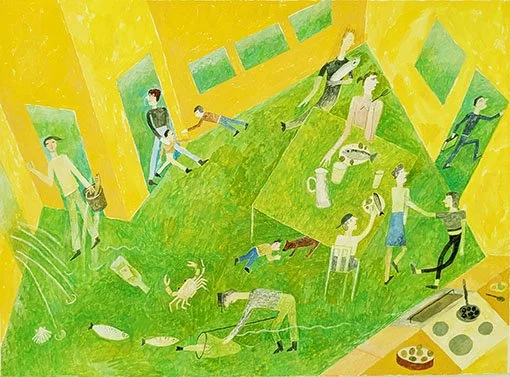  SÅ MYCKET VATTEN  gouache på papper  40×29cm  2025 