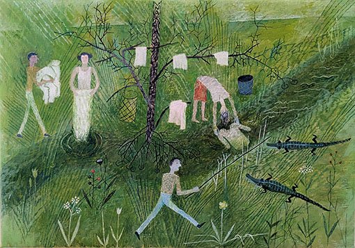  KROKODILERS REVIR  akryl på duk 42×29cm  2025 