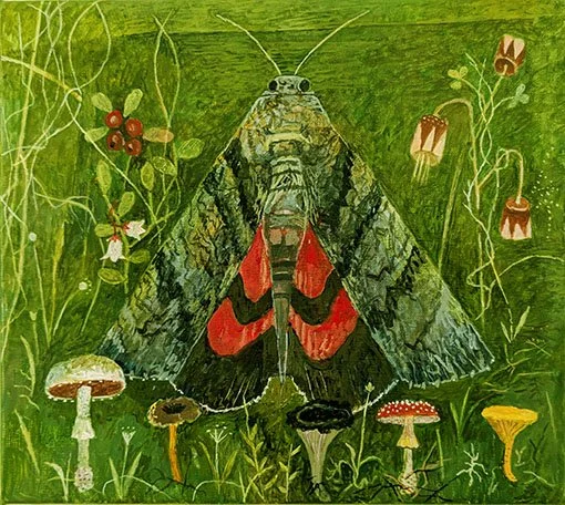  ORDENSFLY MED SKOGSKAMRATER  akryl på duk  26×23cm   2026 