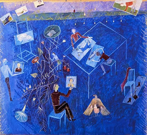  KONSTNÄRER SOM HÅLLER PÅ MED KONST  akryl på duk 50×45cm  2026 