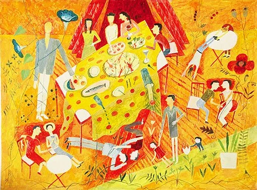  TRÄDGÅRDSFEST  gouache på papper  39×29cm  2026 